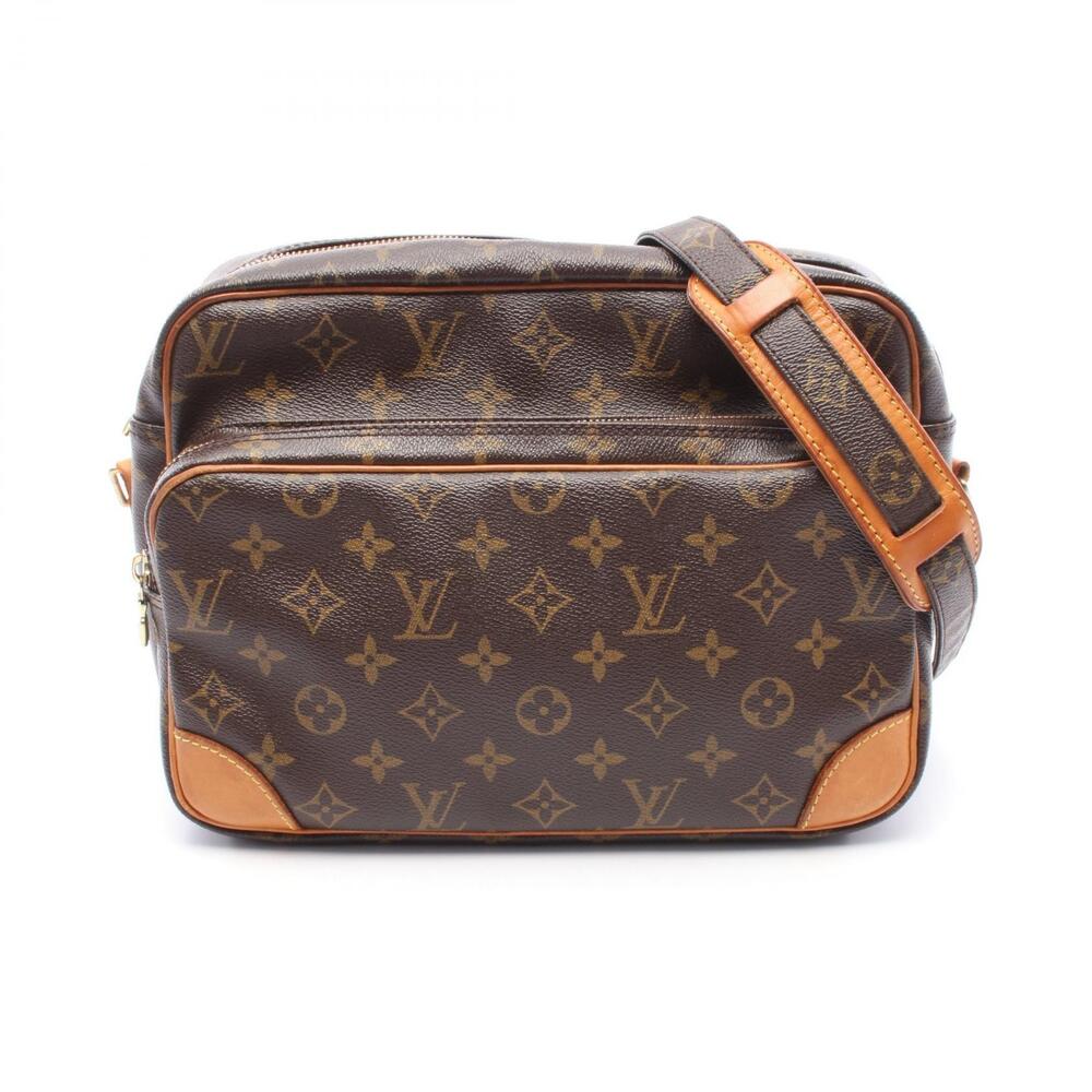 Louis Vuitton Nile Monogram Shoulder Bag Canvas Leather Brown